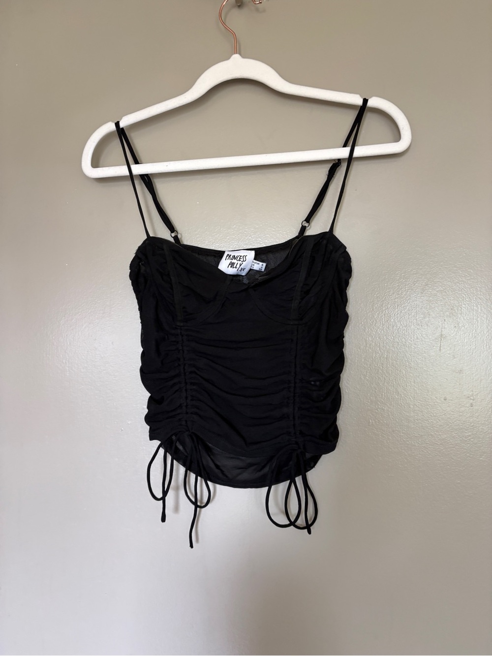 Princess Polly Black Ruched Drawstring Cami - Picture 3 of 9